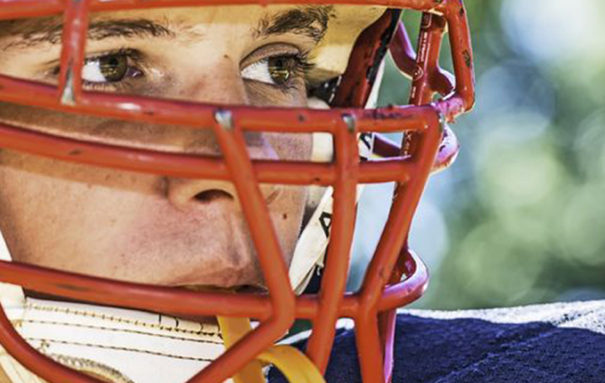 Sports Bullying Closeup of Football Players Eyes