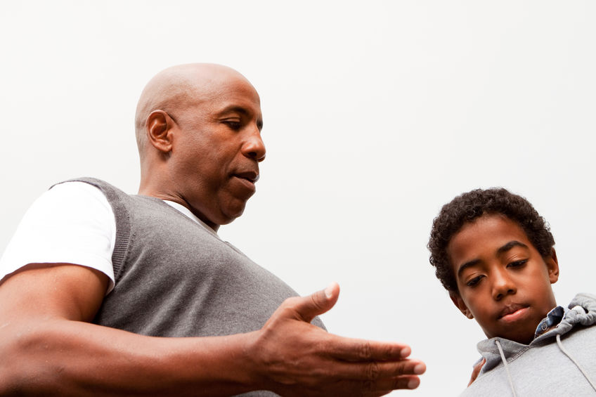 African American father Role-Playing About Bullying 