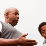 African American father Role-Playing About Bullying